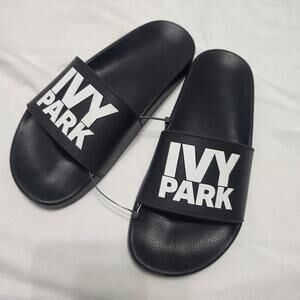 Ivy Park Black Logo Slides Size Mens 6/39 (W 8.5) Slip On Sandals Beyoncé